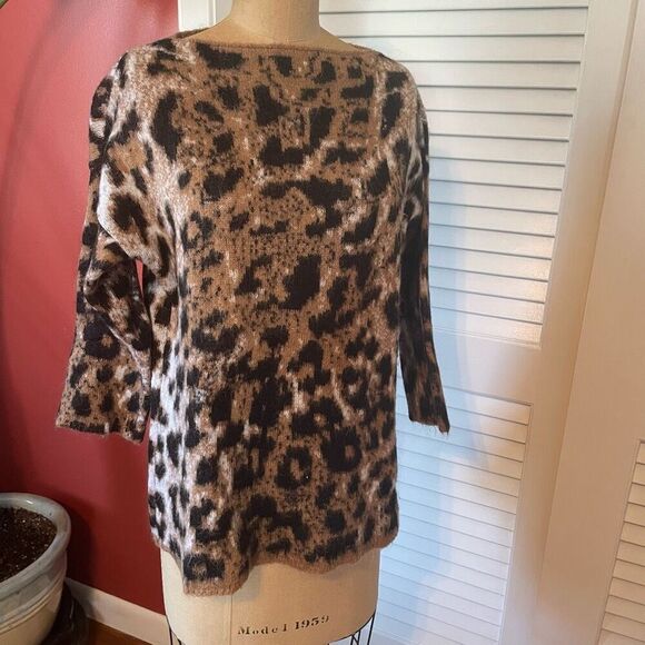 LINEAMAGLIA | leopard print boat neck sweater M - Picture 1 of 5